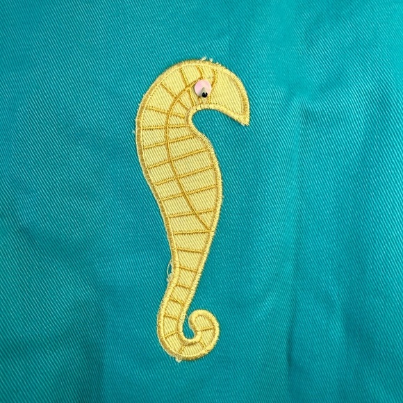 90s Vintage Teal Fish & Seahorse Shirt | Beaded Seaweed | Ashlyn Kate XL - Picture 5 of 5